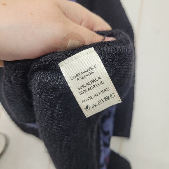 Alpaca Acrylic wool designer threads zip front floral knit jacket sustainable - Picture 6 of 7